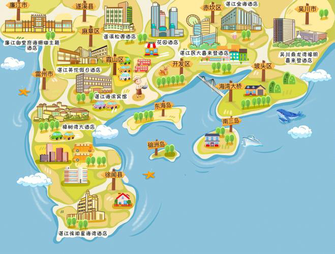 滨海手绘地图旅游的艺术指南